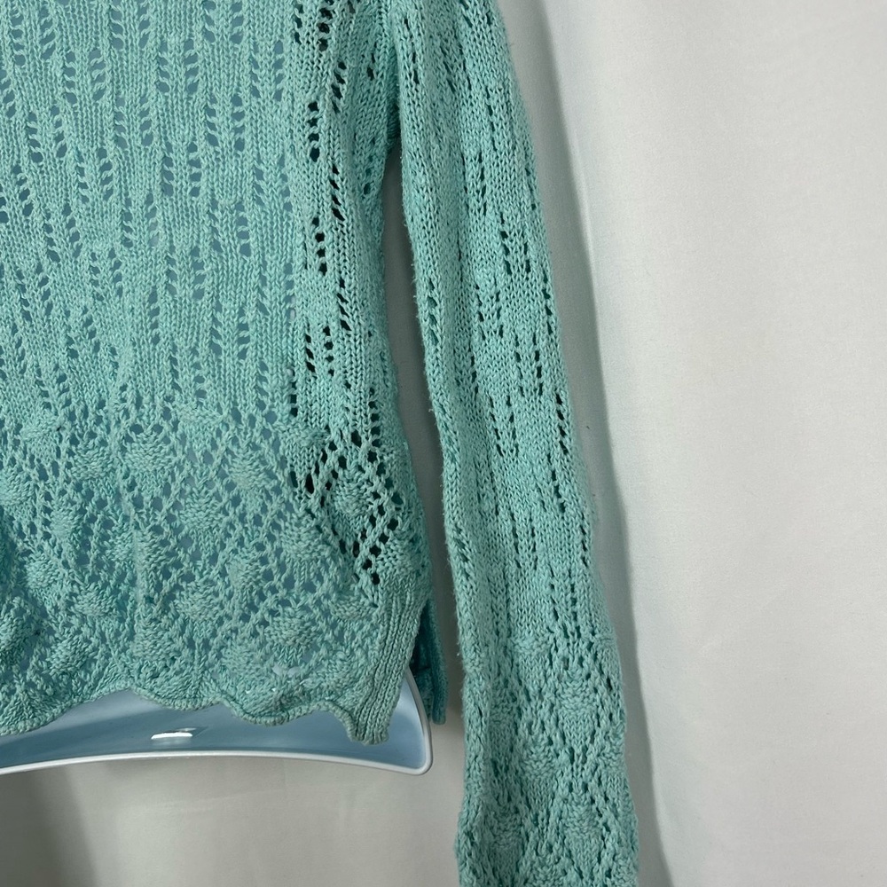 J.Jill sea-foam blue cotton blend Knit button front Cardigan Sweater SP - Picture 9 of 10